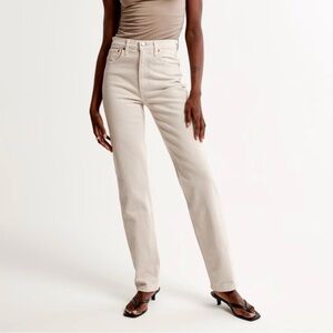 Abercrombie 90’s Straight Ultra High Rise Curve Love Jeans Cream White